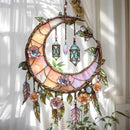 🌙 Decoração de janela pintada à mão com lua e flores 💖