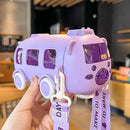🎁kit com 2 unidades   🚌 Copo de água portátil em formato de ônibus com alça 😍✔