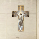 Quadro retrô Jesus Cristo Cruz de parede - com luzes
